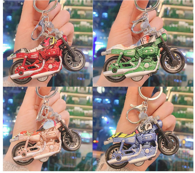 발통마켓 오토바이 피규어 프라모델 바이크 키홀더, 올드바이크(그린), 1개