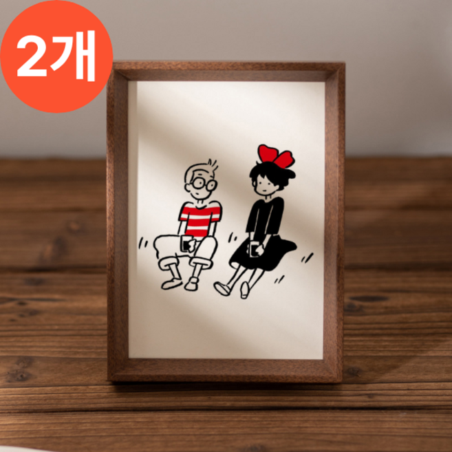 베누 인테리어 우드 액자, 2개, 브라운