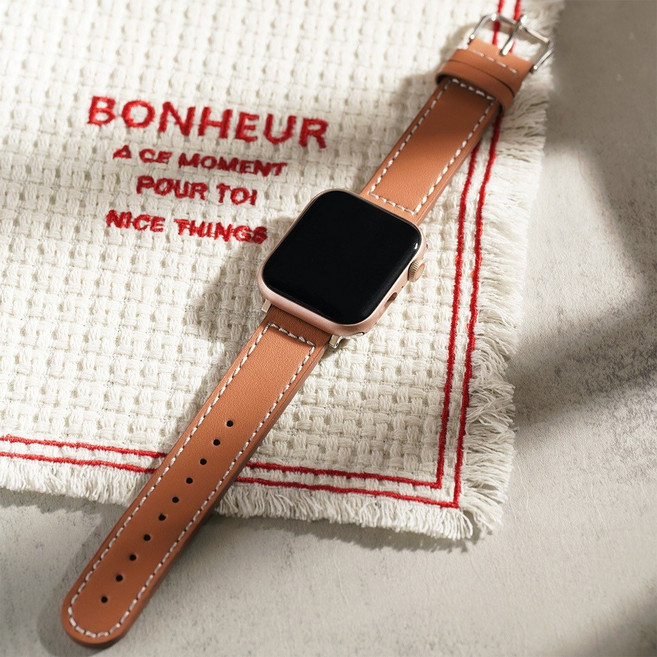 W.WEAR Apple Watch 真皮錶帶, 丹色,Ultra 49, 1個