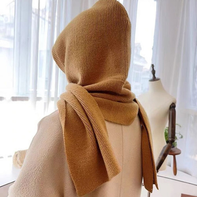 빅 바부슈카 니트 바라클라바 후드 투웨이 목도리 넥워머 후드 모자머플러 남녀공용 겨울 코트 머플러