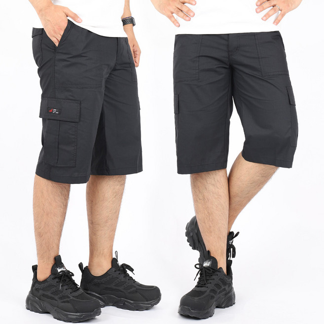 1+1 카고 쿨 여름 작업복바지 밴딩 작업바지 7부 반바지