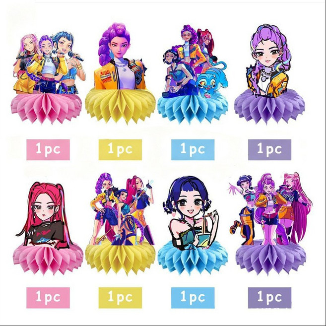 데몬헌터스 생일 파티 세트 홈파티 10분 완성 풀세트 생일상 풍선 가랜드, 1세트, 혼합 스티커