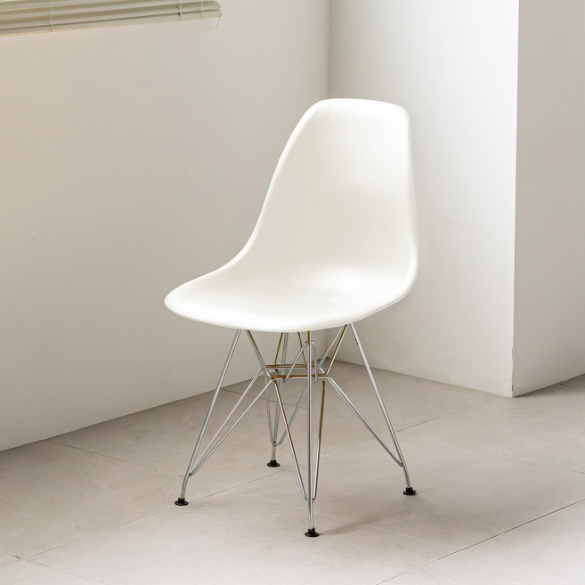 인블루 엠버 에펠체어 미드센추리 플라스틱 철제 카페의자, 화이트, 1개