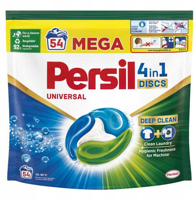 퍼실 딥클린 플러스 4in1 세탁 캡슐 세제 디스크 유니버셜 54개입, 1개입, 1개