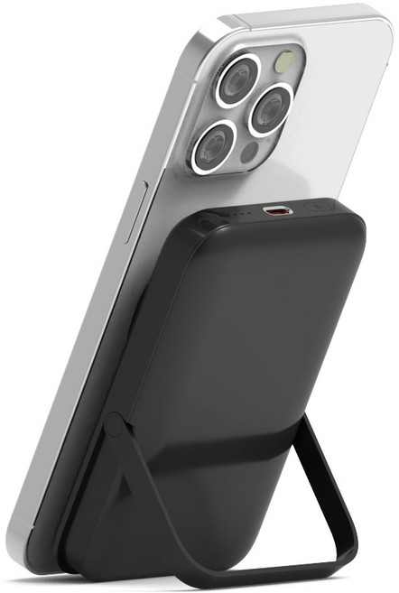 로랜텍 스탠드 고속 무선충전 맥세이프 보조배터리 10000mAh, WS-T159P, 블랙