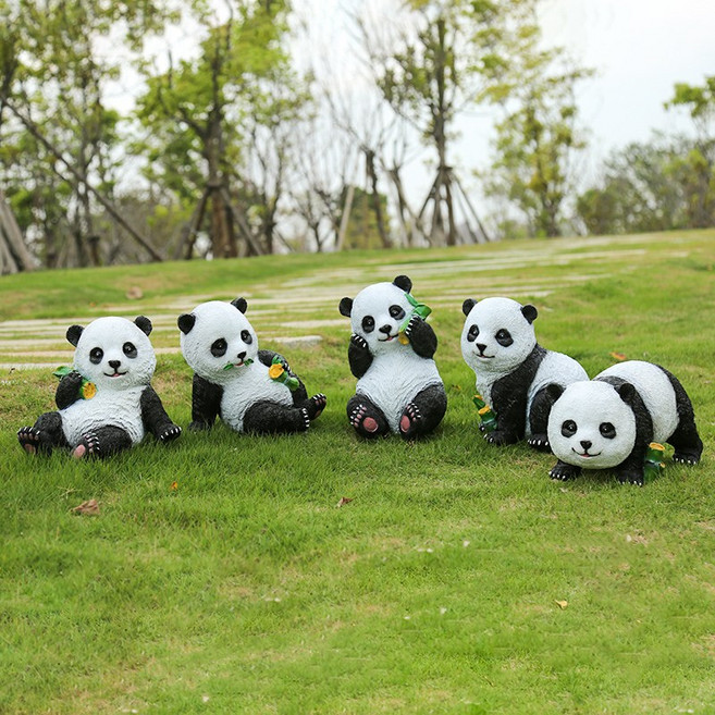 정원 꾸미기 마당 장식품 판다 동물 조형물 화단 데코 인형 야외 실외 소품, 5남매, 혼합