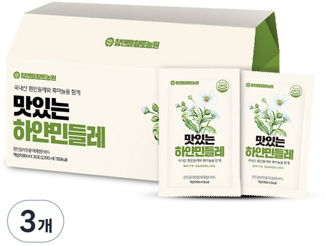 참앤들황토농원 맛있는 하얀 민들레, 2.7L, 3개