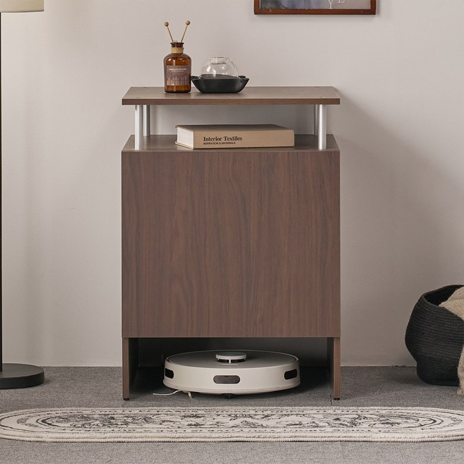 파로마 네오 클린탁 로봇 청소기 선반 협탁 수납장, 월넛