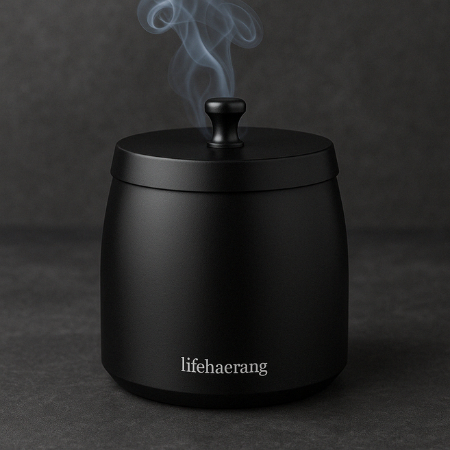 생활해랑 냄새차단 스테인리스 재떨이, 1개, 다크블랙