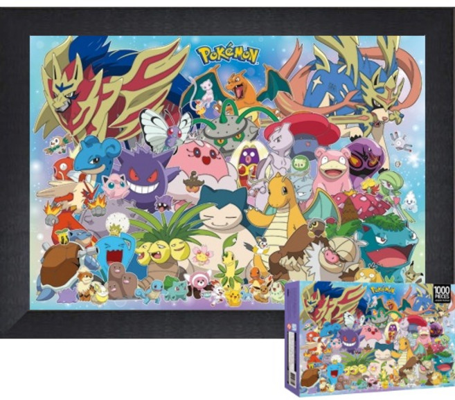 퍼즐피플 포켓몬스터 직소퍼즐 시리즈, 포켓몬 컬렉션 1000P 액자포함(블랙), 1개, 포함, 1000피스