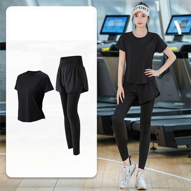 (당일발송) 원단 프리미엄 요가복 필라테스복 바이커복 산책 운동복 세트 상하의 등판시스루. 숏반바지 레깅스 5color