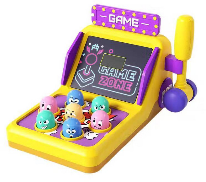 長頸鹿生活百貨 打地鼠遊戲機 電動兒童互動玩具, 1個, 黃紫色