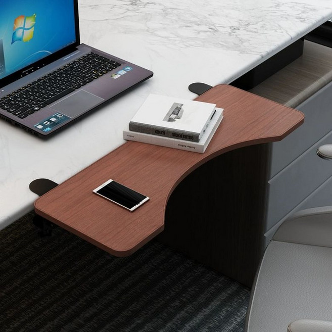 책상 연장 선반 손목 무타공 서랍 펀칭없는 브래킷, 1개, 접이식 스탠드+75x24CM 유목색판