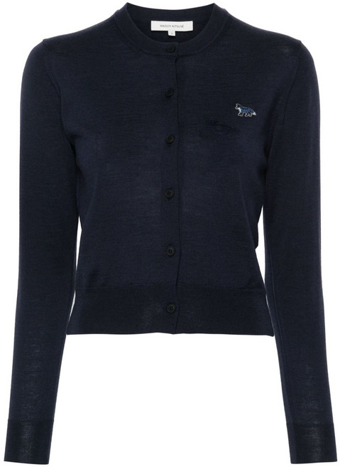 메종키츠네 로고 자수 울 가디건