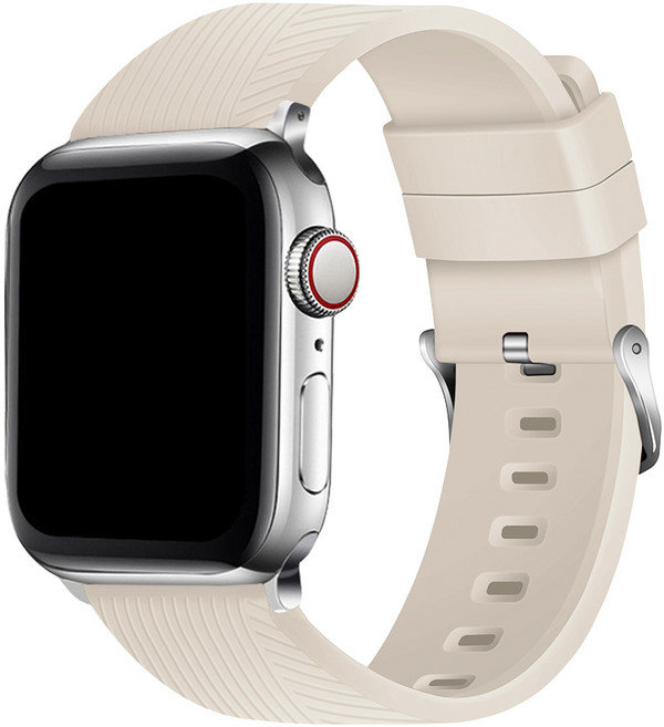 바나나랜드 애플워치 호환 트윌 실리콘 버클 스트랩 밴드 스포츠 루프, 크림