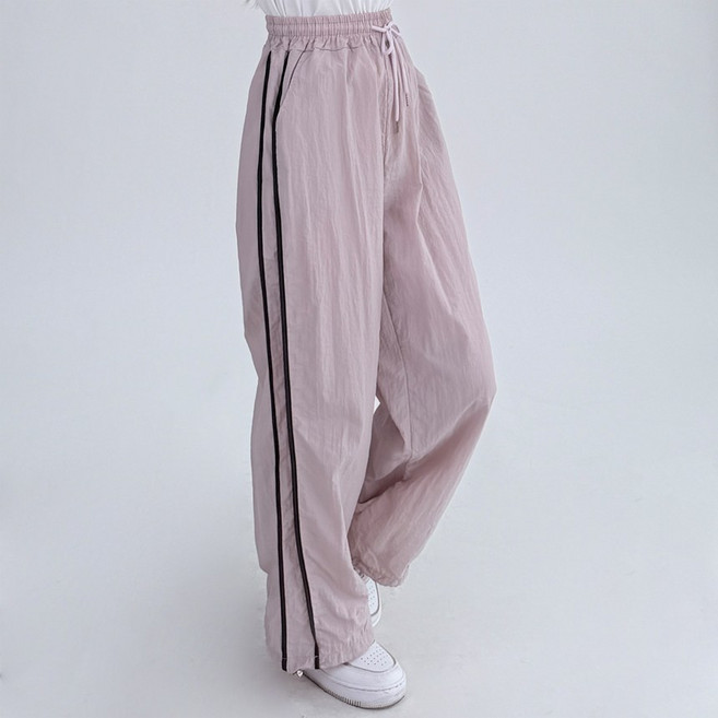 마티 사이드 트랙 투웨이 스트링 쿨 바스락 조거 와이드 팬츠