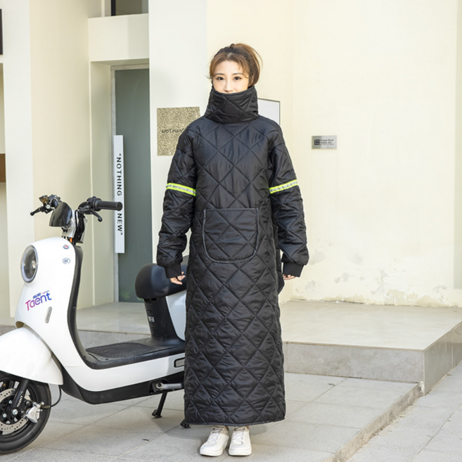 오토바이 스쿠터 방한재킷 패션방한담요, 블랙