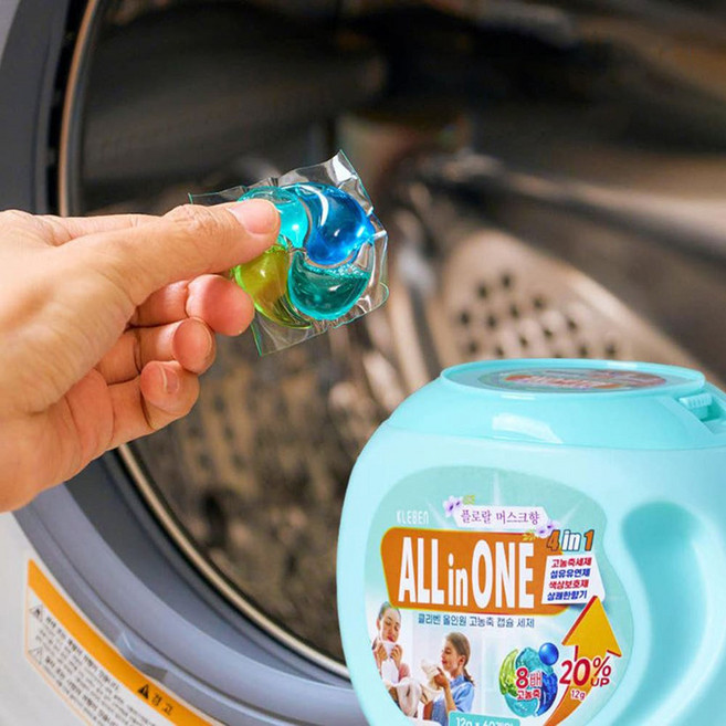 클리벤 올인원 캡슐세제 4in1 고농축 일반 드럼 겸용 플로랄 머스크향, 3개, 60개입