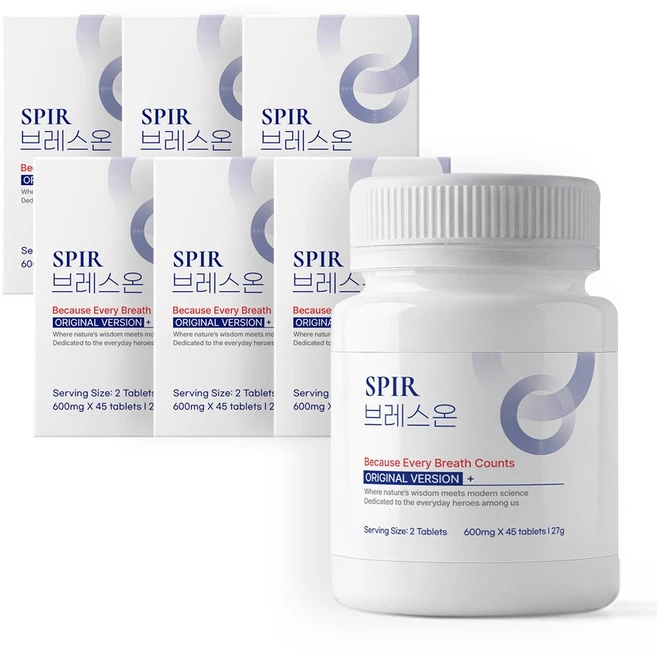 스피르 브레스온 호흡 숨결 맑은 특허성분 TCI213, 6개, 45정 - 쿠팡