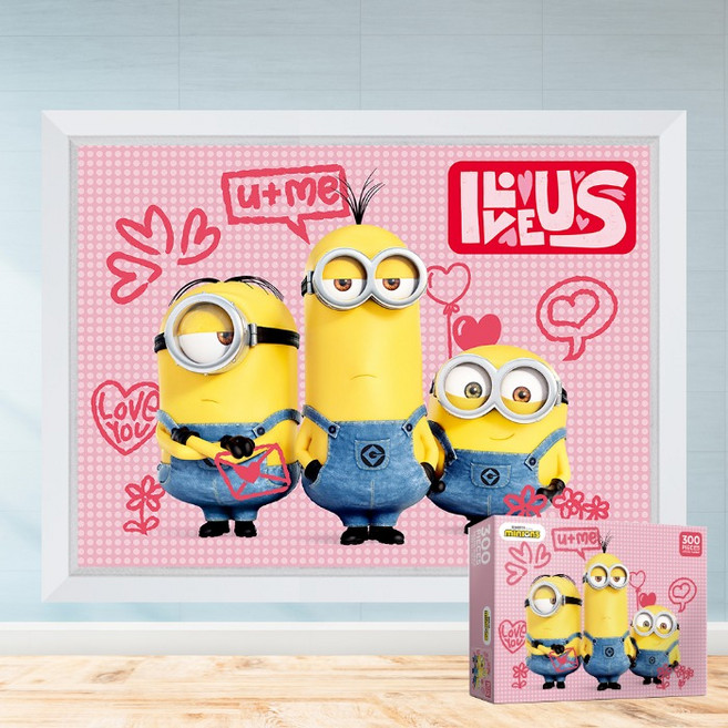 모두의취미 아이러브유 미니언즈 300피스 직소퍼즐, 1개, 액자세트(모던화이트)