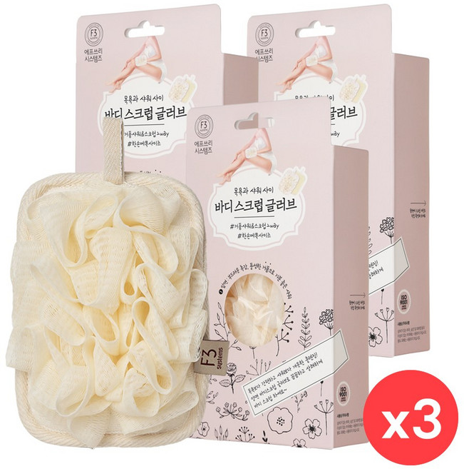 에프쓰리 시스템즈 목욕과 샤워 사이 바디 스크럽 글러브, 1개입, 3개