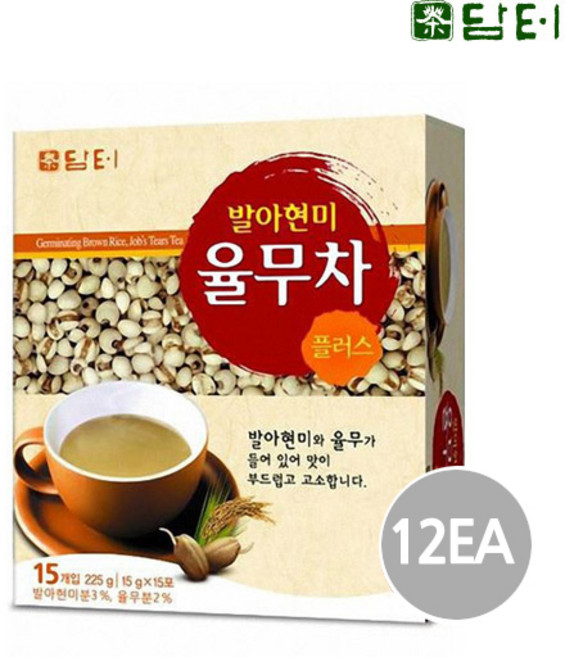 맥심 발아 현미 율무차 15T 담터 1박스 12개, 15g, 15개입