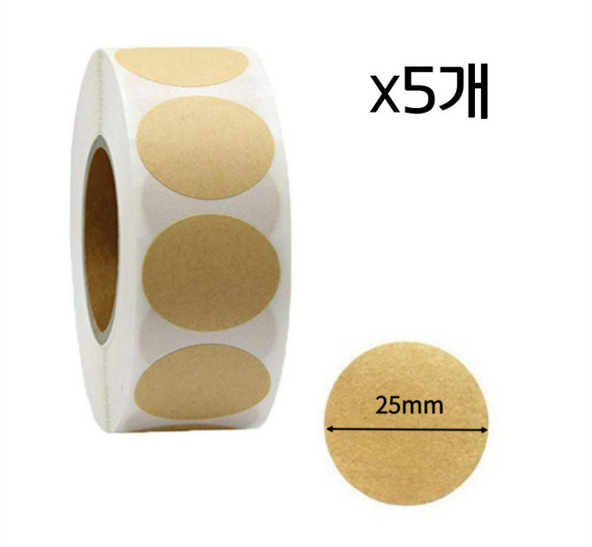 투명 포장 원형 롤 스티커 봉투 밀봉 라벨, 5개, 크라프트 원형 스티커 25mm 500P