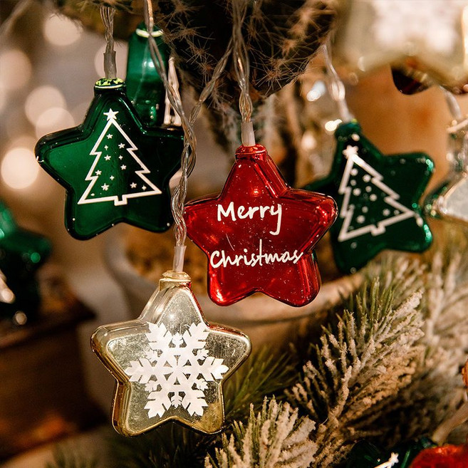 聖誕裝飾LED燈串，節日裝飾，聖誕樹掛飾, 1個, 電鍍星星11米60燈太陽能款