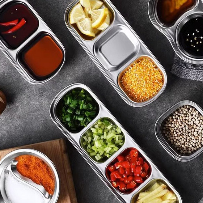 업소용 스텐 소스 초장기 종지 캠핑 나눔 접시 천성 스텐 초장 그릇 1구, 2구, 1개
