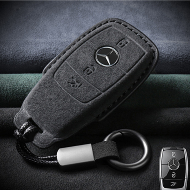 벤츠 전차종 호환용품 알칸타라 키케이스 키링 키홀더 신형 구형 A B C E S클래스 CLA CLS 쿠페 카브리올레 CLE GLA GLB GLC GLE GLS EQA EQE EQS, B타입(중신형키), 02.블랙