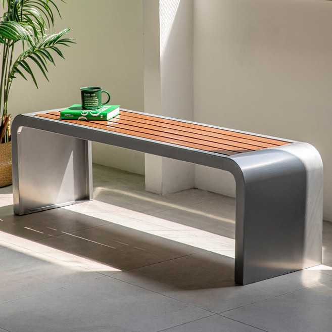 [당일출고] 위드 야외벤치 카페 정원 공원 철제 벤치의자, 철제(실버그레이)