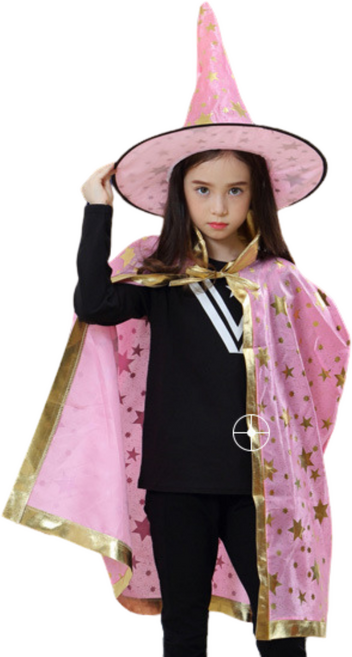 아동 키즈 할로윈 파티 마녀 마법사 코스튬 모자+망토 세트