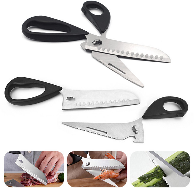 직수입 캠핑가위 다용도 멀티 칼 3in1 병따개 과도 식도(주방 요리 부엌 식당 분리형), 1개, 혼합색상