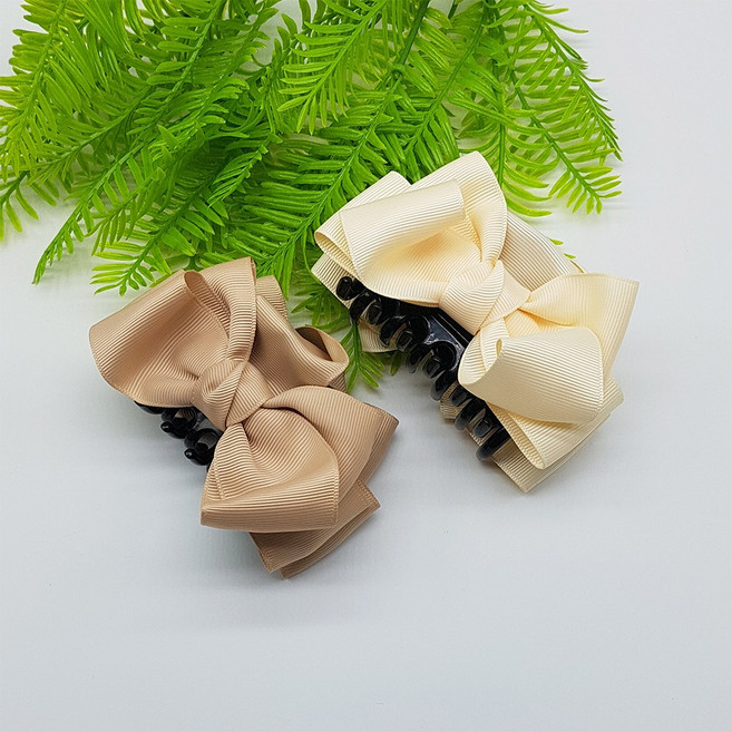 퐁당퐁당 Acc 골지 왕 리본 집게 핀 헤어 악세서리 중형 7cm 반묶음 올림 긴 머리