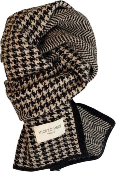 NICE TO MEET WEISIYU 針織圍巾 秋冬雙面保暖撞色交叉圍脖