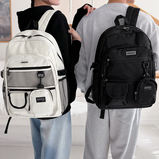 자체제작 어센틱 경량 백팩 방수 대용량 학생 책가방 포켓키링 세트