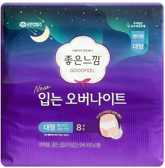 좋은느낌 입는 오버나이트, 대형, 8개입, 2개