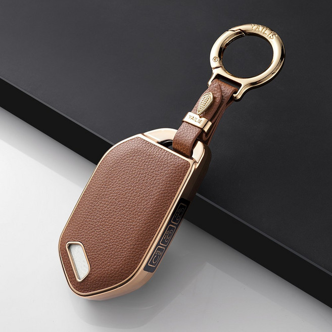 YAILIS 호환 기아 차키케이스 가죽 TPU 키케이스+키홀더 홀더세트 자동차키케이스 자동차키링, E타입 7버튼