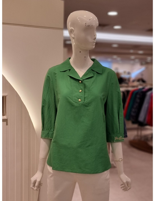 크로커다일레이디 소매자수 오픈카라 블라우스 CLEMBL123