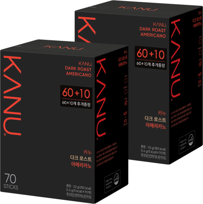 카누 다크로스트 아메리카노 원두커피스틱, 1.6g, 70개입, 2개