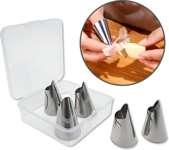 엘로나 다용도 마늘까는 스텐골무 고추따는 손톱 보호캡 5p+전용보관통, 은색스텐, 1세트