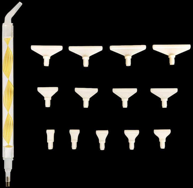 뉴타임즈 DIY 보석십자수 고급펜 세트 15헤드 부자재 취미 작업도구 1개, 노란 색, 1세트
