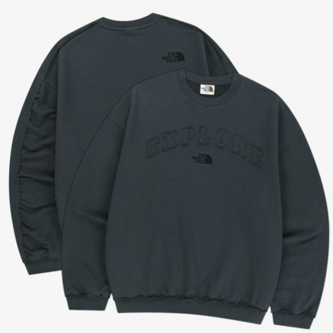 [매장판] 노스페이스 화이트라벨 맨투맨 티셔츠 남녀공용 익스플로어 스웻 셔츠 메탈 그레이 NM5MS08J