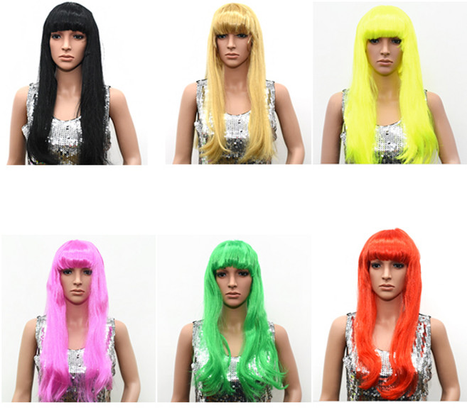 파티스 롱헤어가발 긴머리 파티 코스프레 블랙 골드 레드, 옐로우