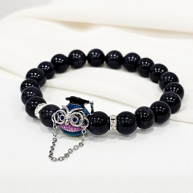 스노우베라 합격기원 지혜의 부엉이팔찌 천연 호안석 수능선물 자격증 공무원시험 합격팔찌