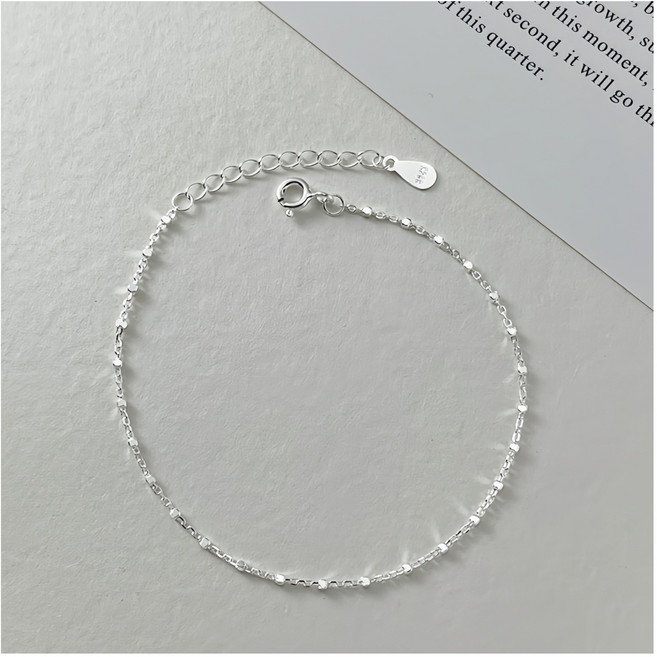 여성 실버 팔찌 네모 포인트 92.5 순은 캐주얼 팔찌