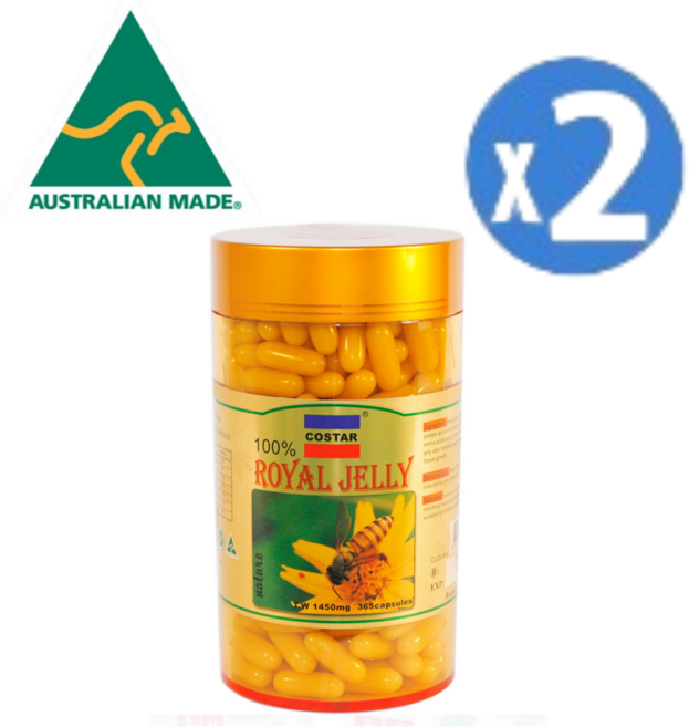 호주 코스타 로얄제리 1450mg 365 X 2캡슐 고함량 식물성 캡슐 로얄 로열 젤리 제리 여왕벌 추출 추출물, 365정, 2개