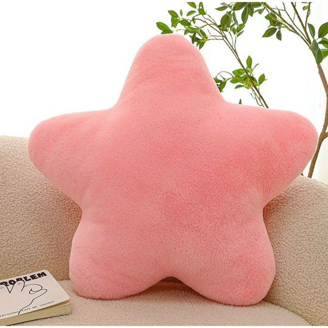 星星小抱枕 超柔軟兔毛等級星星家居抱枕, 少女粉/兔毛絨,30公分