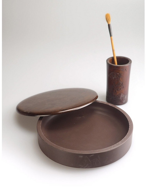 汶采筆莊 8吋圓形宋坑單打端硯, 詳見包裝