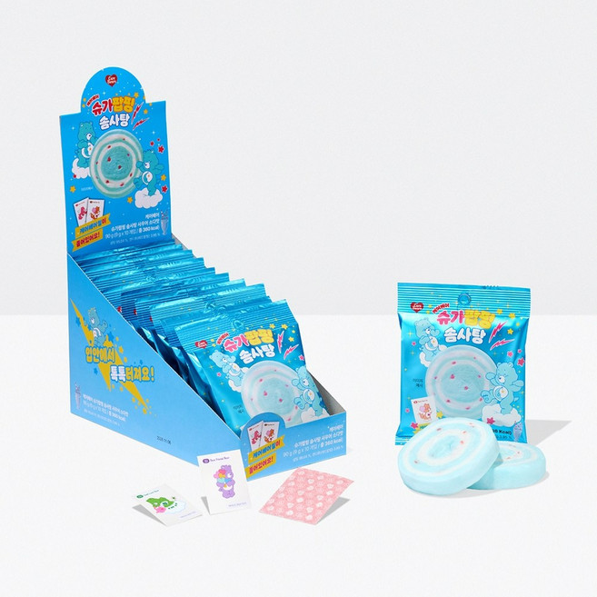 슈가팝핑 소다맛 솜사탕 케어베어 띠부씰 스티커, 10개, 9g